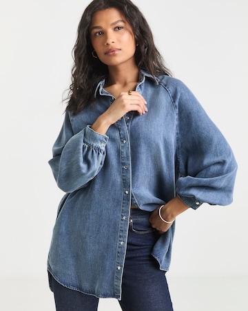 Simply Be Light Wash Open Back Denim Shirt