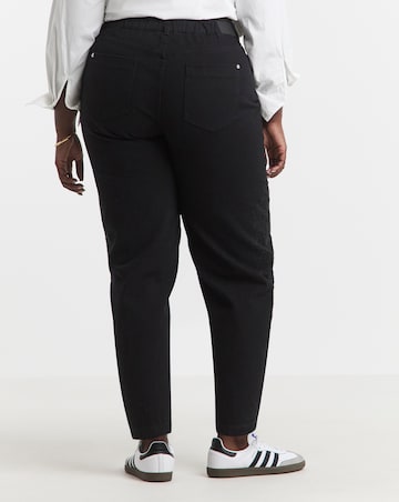 Simply Be Black Broderie Detail Barrel Leg Jeans