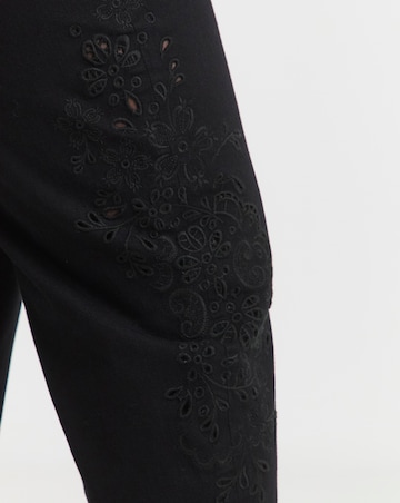 Simply Be Black Broderie Detail Barrel Leg Jeans