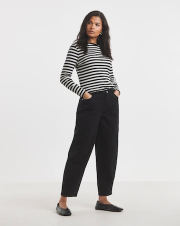 Simply Be Black Broderie Detail Barrel Leg Jeans