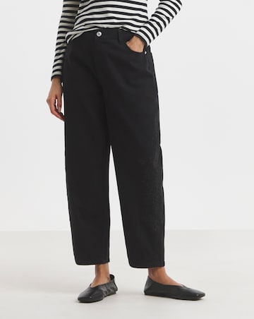 Simply Be Black Broderie Detail Barrel Leg Jeans