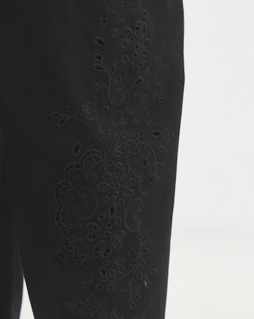 Simply Be Black Broderie Detail Barrel Leg Jeans