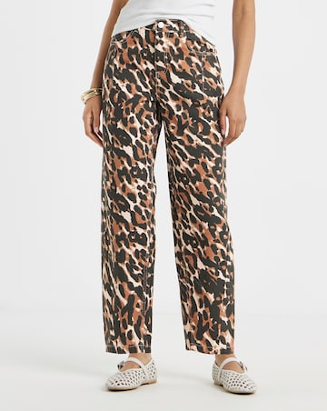 Simply Be Leopard Print Barrel Jeans