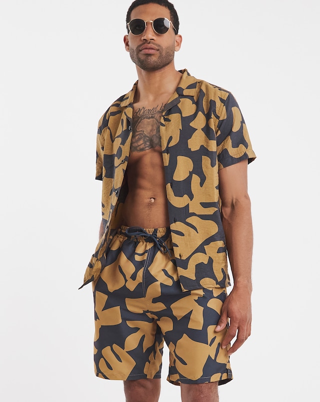 Abstract Palm Printed Swim