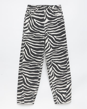 Simply Be Zebra Print Denim Barrel Jeans