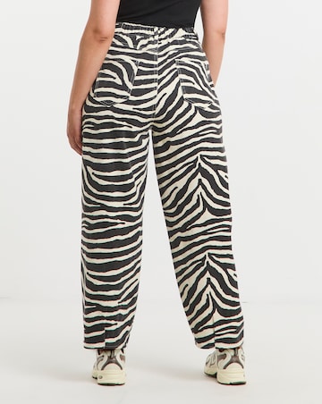 Simply Be Zebra Print Denim Barrel Jeans