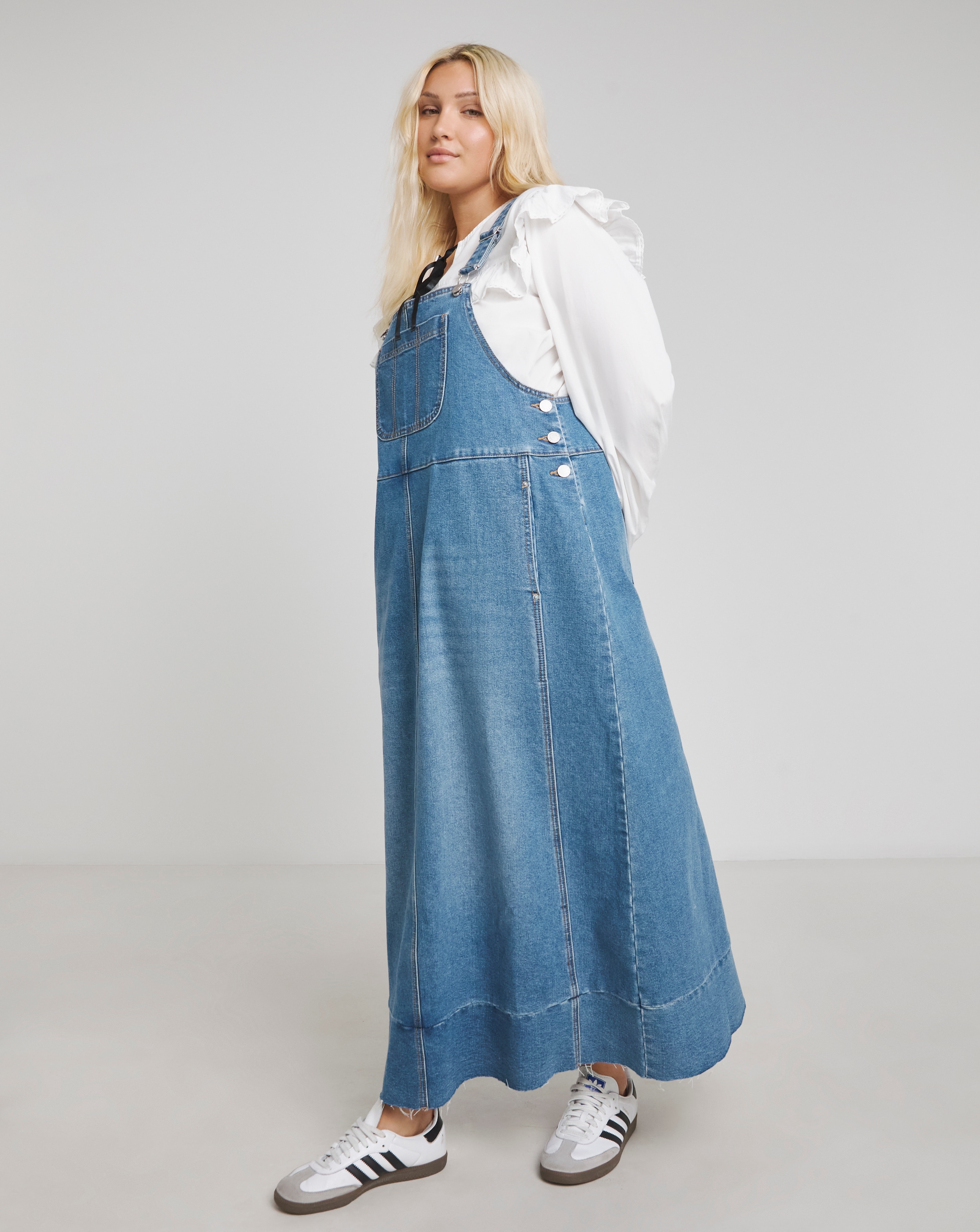 Simply Be Mid Blue Denim Dungaree Dress