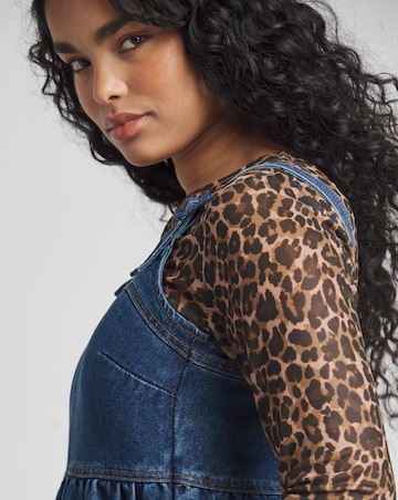 Simply Be Mid Blue Denim Covered Buckle Dungaree Midaxi Dress