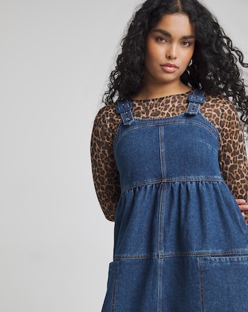 Simply Be Mid Blue Denim Covered Buckle Dungaree Midaxi Dress