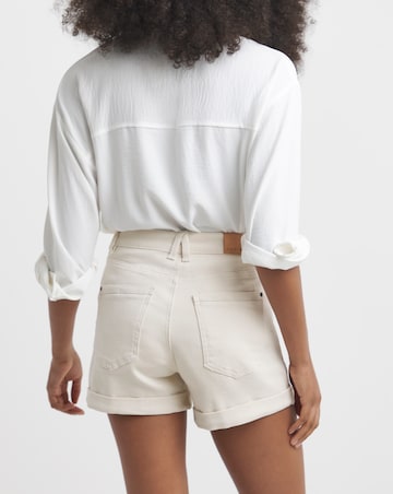 Simply Be Ecru Roll Hem Mom Shorts