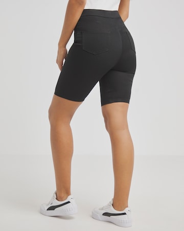 Black Pull On Denim Cycling Shorts
