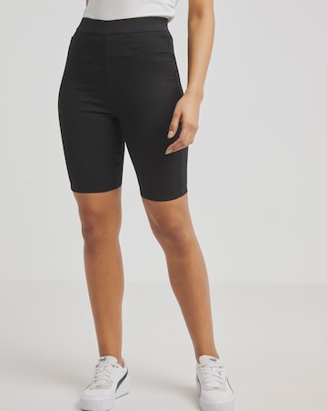 Black Pull On Denim Cycling Shorts