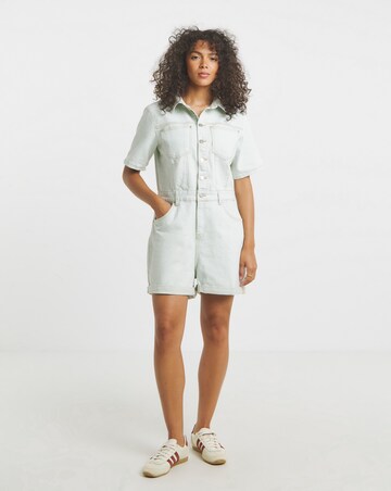 Simply Be Bleach Wash Pocket Detail Denim Playsuit