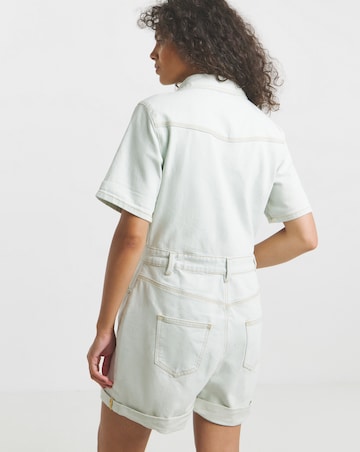 Simply Be Bleach Wash Pocket Detail Denim Playsuit