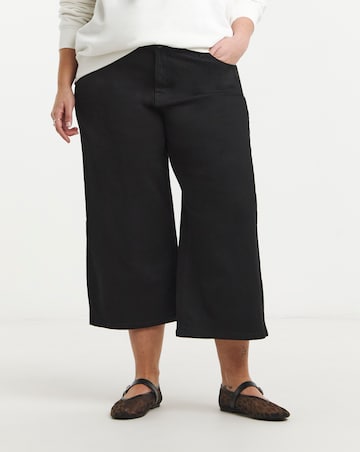 Simply Be Black 24/7 Cropped Wide Leg Jeans