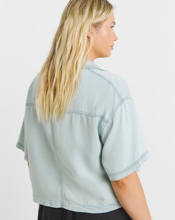 Simply Be Lightweight Denim Light Blue Boxy Cropped Shirt