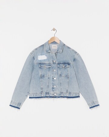 Simply Be Light Wash Rip and Repair Denim Jacket