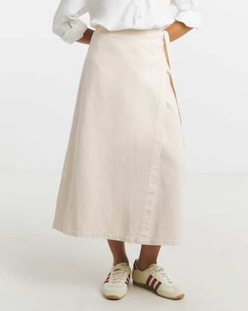 Simply Be Ecru Midaxi Wrap Denim Skirt