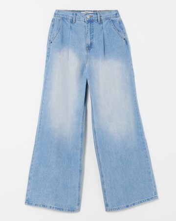 Pink Tint Pleat Detail Wide Leg Jean