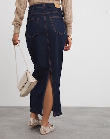 Indigo Contrast Stitch Maxi Skirt