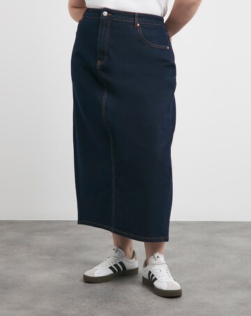 Indigo Contrast Stitch Maxi Skirt