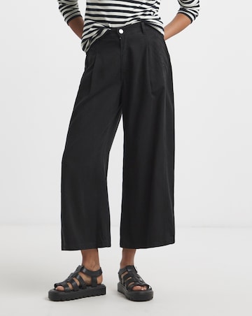 Simply Be Black Crop Wide Leg Jeans with Tencel TM Lyocell