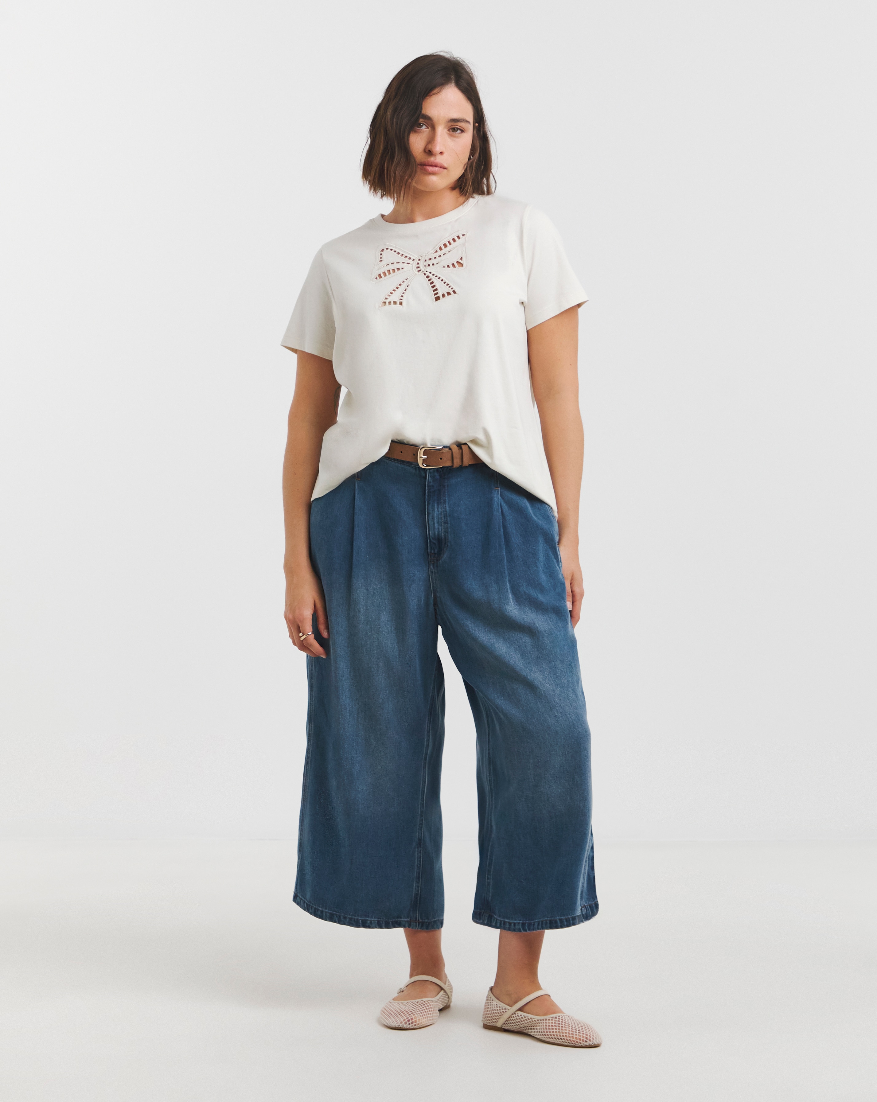 Simply Be Indigo Crop Wide Leg Jeans
