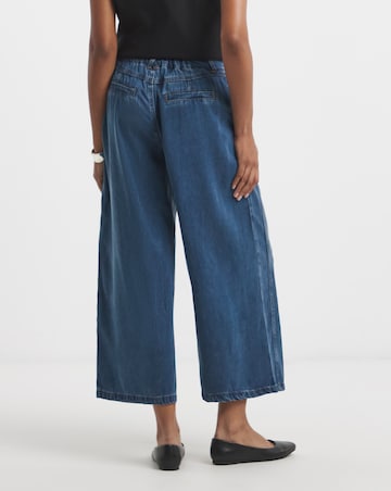 Simply Be Indigo Crop Wide Leg Jeans with Tencel TM Lyocell