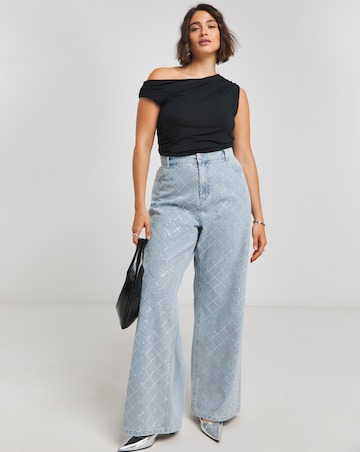 Simply Be X Twisted Wunder Diamante Wide Leg Jean