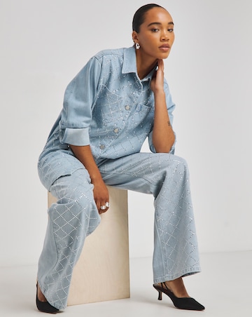 Simply Be X Twisted Wunder Diamante Wide Leg Jean