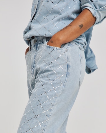 Simply Be X Twisted Wunder Diamante Wide Leg Jean