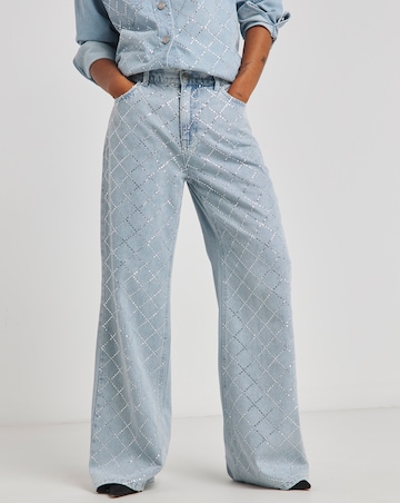 Simply Be X Twisted Wunder Diamante Wide Leg Jean
