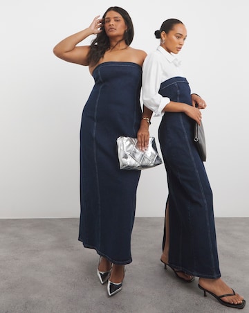Indigo Bandeau Denim Column Dress