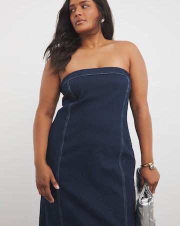 Indigo Bandeau Denim Column Dress