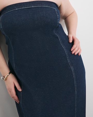 Indigo Bandeau Denim Column Dress