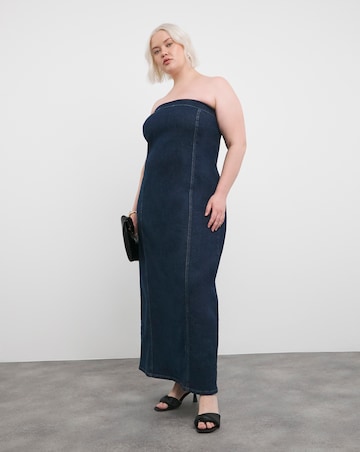 Indigo Bandeau Denim Column Dress