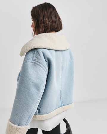 Light Wash Denim Aviator Jacket