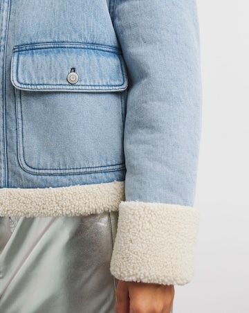 Light Wash Denim Aviator Jacket