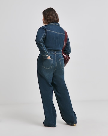 Dark Wash Wide Leg Stretch Denim Boiler