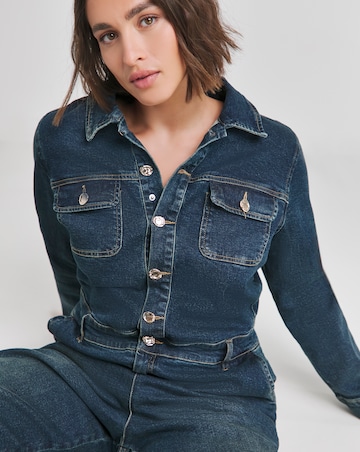 Dark Wash Wide Leg Stretch Denim Boiler