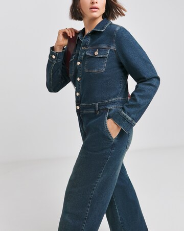 Dark Wash Wide Leg Stretch Denim Boiler