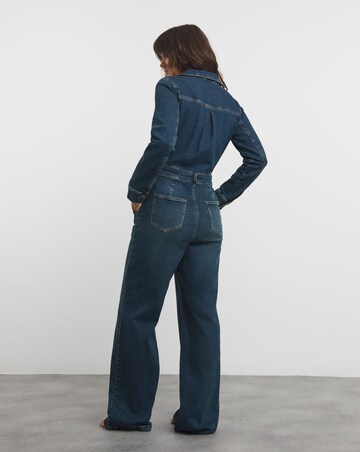Dark Wash Wide Leg Stretch Denim Boiler