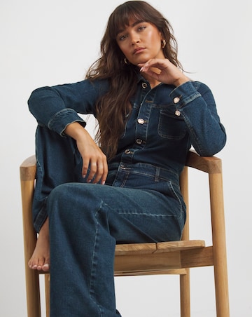 Dark Wash Wide Leg Stretch Denim Boiler