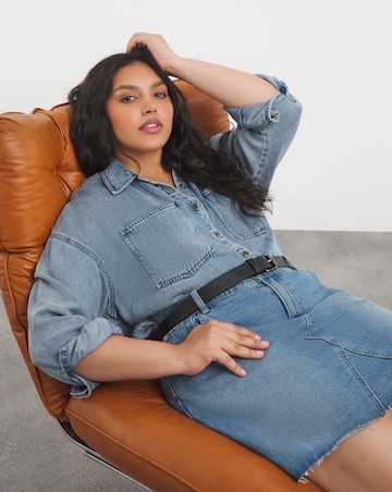 Light Mid Blue 5 Pocket Denim Mini Skirt