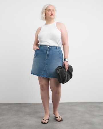 Light Mid Blue 5 Pocket Denim Mini Skirt