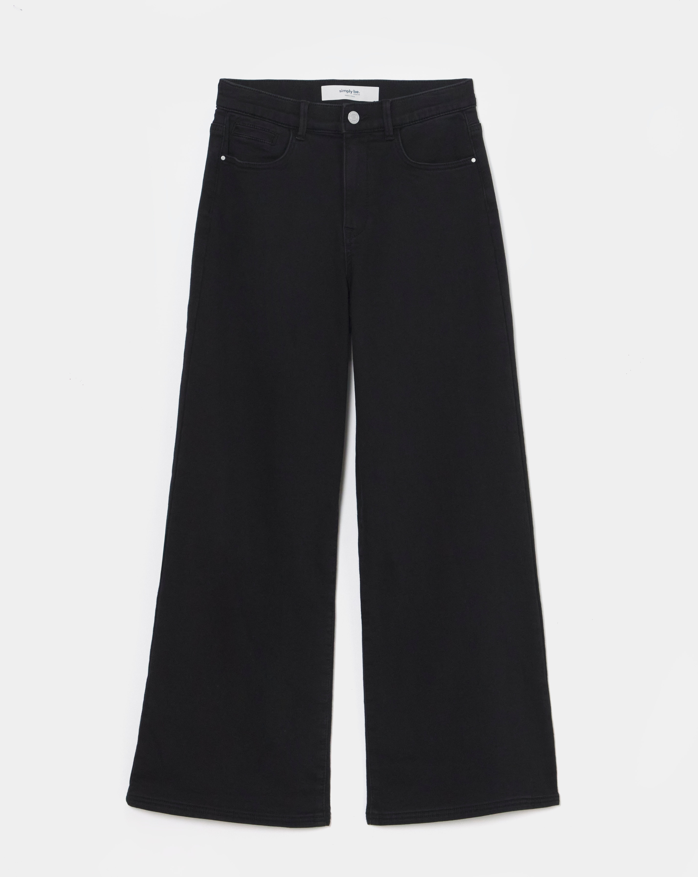 Black Cosy Finish Wide Leg Jeans