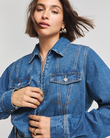 Simply Be X Twisted Wunder Mid Wash Tapered Leg Jumpsuit