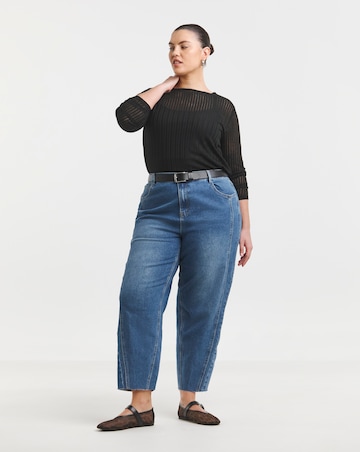 Simply Be Mid Wash Barrel Leg Jean