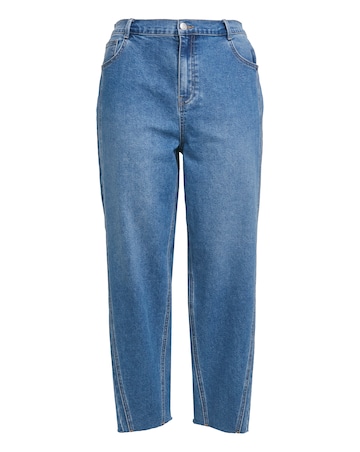 Simply Be Mid Wash Barrel Leg Jean