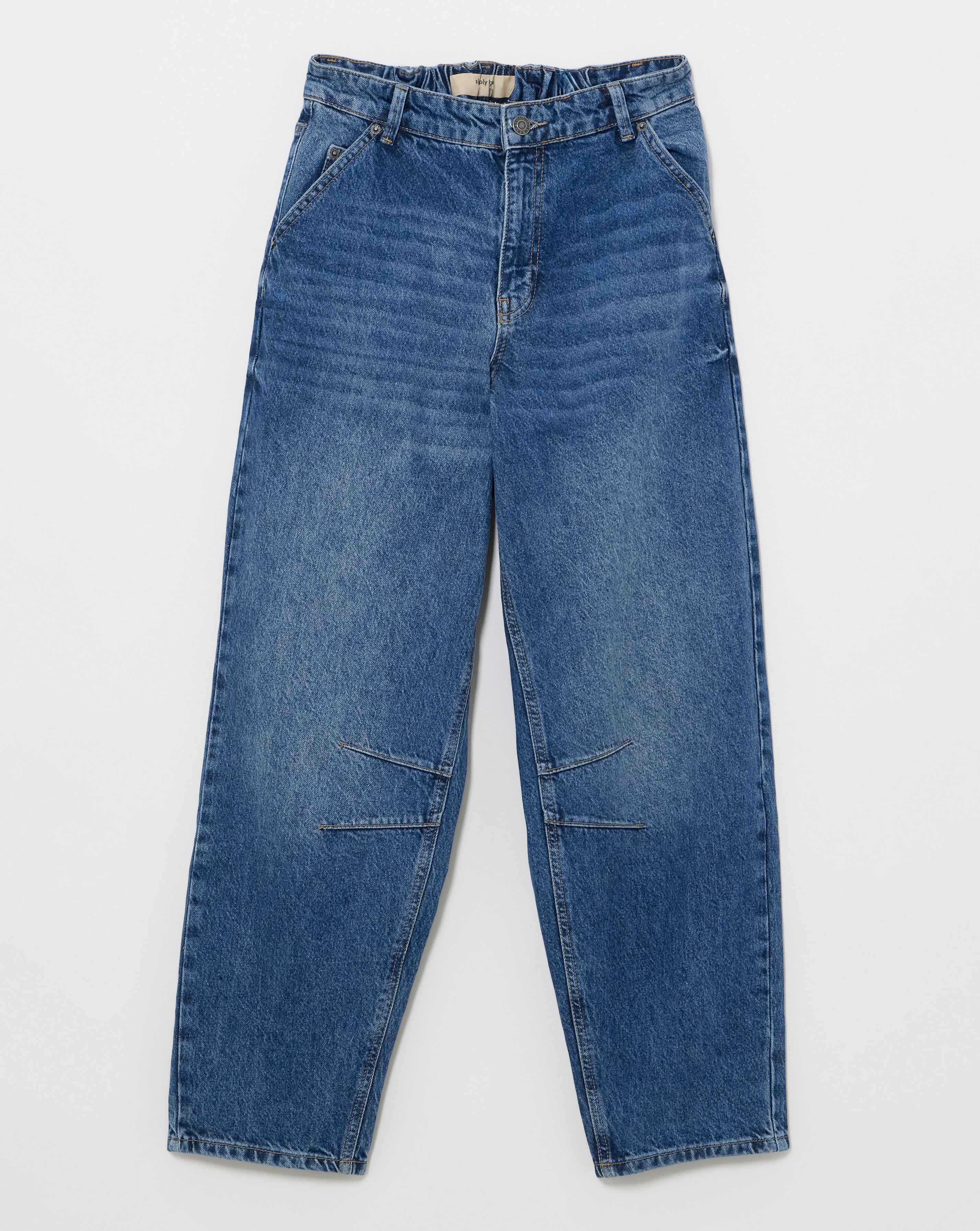 Mid Wash Barrel Leg Jeans